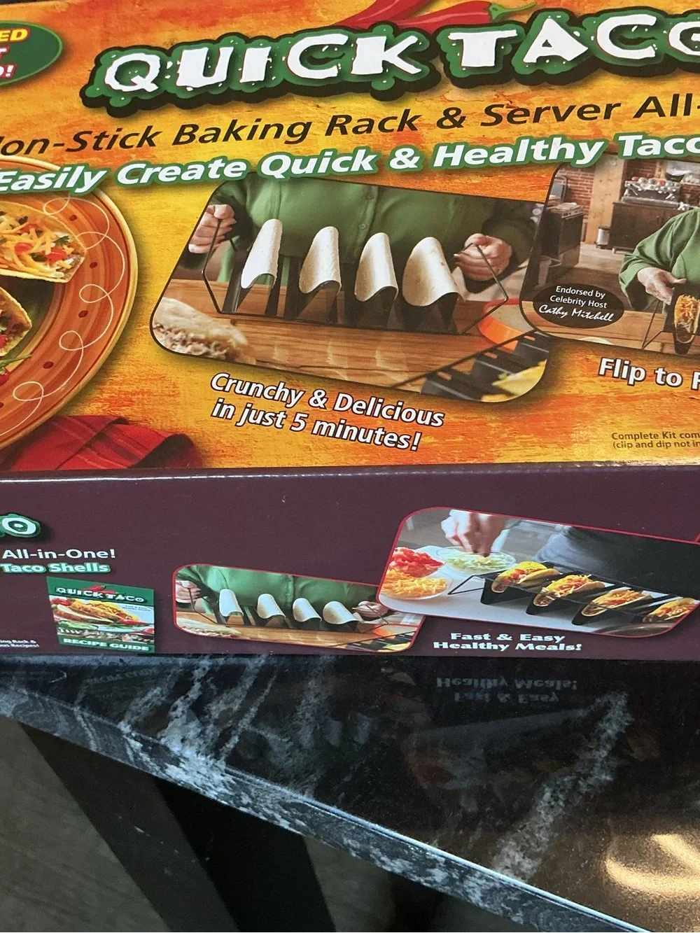 Quick Taco Non-Stick Backing Rack and Server All-in-One with recipe guide